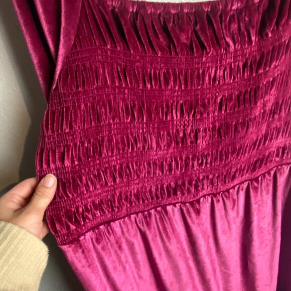 Lauren Conrad Size Xxl Smocked Velvet Mini Dress Square Neck Ruffle Hem Festive - Picture 8 of 8